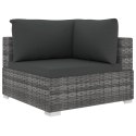 11 Piece Patio Lounge Set with Cushions Poly Rattan Gray