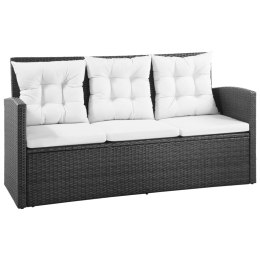 5 Piece Patio Lounge Set with Cushions Poly Rattan Black