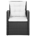 5 Piece Patio Lounge Set with Cushions Poly Rattan Black