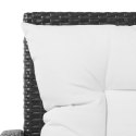 5 Piece Patio Lounge Set with Cushions Poly Rattan Black