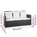 5 Piece Patio Lounge Set with Cushions Poly Rattan Black