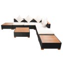 8 Piece Patio Lounge Set with Cushions Poly Rattan Black