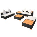 8 Piece Patio Lounge Set with Cushions Poly Rattan Black