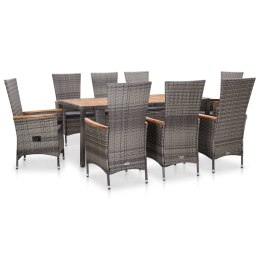 9 Piece Patio Dining Set with Cushions Poly Rattan Gray