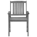 Patio Chairs with Cushions 2 pcs Gray Solid Acacia Wood