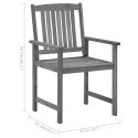 Patio Chairs with Cushions 2 pcs Gray Solid Acacia Wood