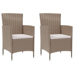 Patio Chairs with Cushions 2 pcs Poly Rattan Beige