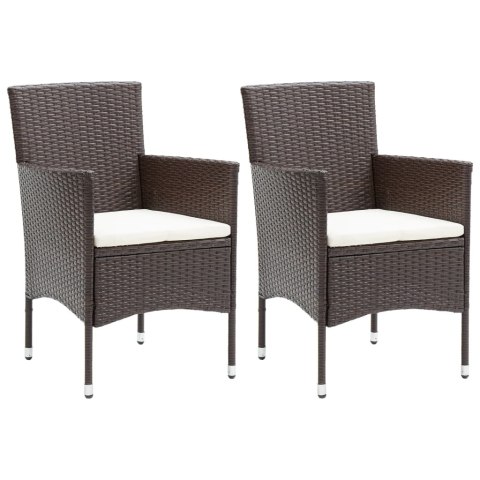 Patio Dining Chairs 2 pcs Poly Rattan Brown