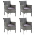 Patio Dining Chairs 4 pcs Poly Rattan Gray