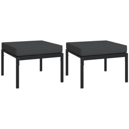 Patio Footstools with Gray Cushions 2 pcs 23.6