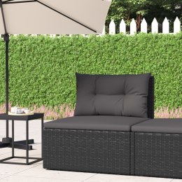 Patio Middle Sofa with Cushions Black Poly Rattan