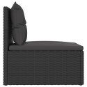 Patio Middle Sofa with Cushions Black Poly Rattan