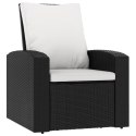 Patio Reclining Chair with Cushions Black Poly Rattan