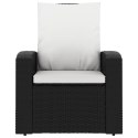 Patio Reclining Chair with Cushions Black Poly Rattan