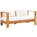 Patio Sofa with Cushion 55.1" Solid Acacia Wood Cream White