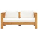 Patio Sofa with Cushion 55.1" Solid Acacia Wood Cream White