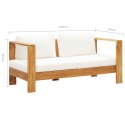 Patio Sofa with Cushion 55.1" Solid Acacia Wood Cream White