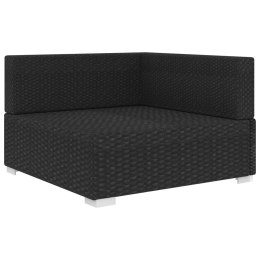 Sectional Corner Chair with Cushions Poly Rattan Black