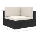 Sectional Corner Chair with Cushions Poly Rattan Black