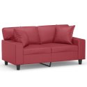 VidaXL 2-os. sofa z poduszkami, winna czerwień, 120 cm, sztuczna skóra