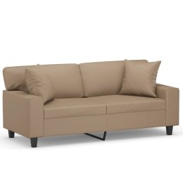 VidaXL 2-osobowa sofa z poduszkami, cappuccino, 140 cm, sztuczna skóra