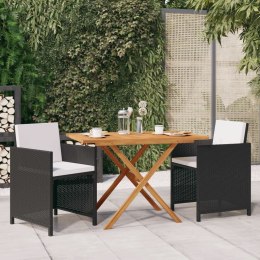 VidaXL 3 Piece Patio Dining Set with Cushions Black