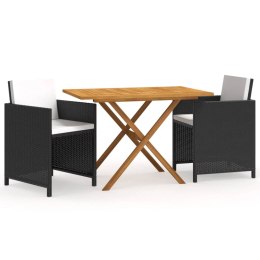 VidaXL 3 Piece Patio Dining Set with Cushions Black