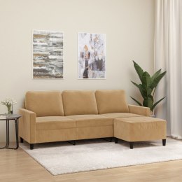 VidaXL 3-osobowa sofa z podnóżkiem, brązowy, 180 cm, aksamit