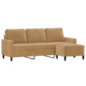 VidaXL 3-osobowa sofa z podnóżkiem, brązowy, 180 cm, aksamit