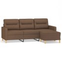 VidaXL 3-osobowa sofa z podnóżkiem, brązowy, 180 cm, tkaniną