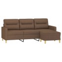 VidaXL 3-osobowa sofa z podnóżkiem, brązowy, 180 cm, tkaniną