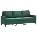 VidaXL 3-osobowa sofa z podnóżkiem, ciemnozielony, 180 cm, aksamit