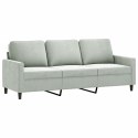 VidaXL 3-osobowa sofa z podnóżkiem, jasnoszara, 180 cm, aksamit