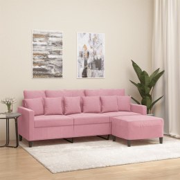 VidaXL 3-osobowa sofa z podnóżkiem, różowa, 180 cm, aksamitem