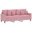 VidaXL 3-osobowa sofa z podnóżkiem, różowa, 180 cm, aksamitem