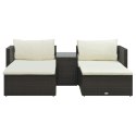 VidaXL 5 Piece Garden Lounge Set with Cushions Poly Rattan Brown