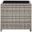 VidaXL Coffee Table Gray 17.7"x17.7"x15.7" Poly Rattan and Glass