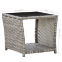 VidaXL Coffee Table Gray 17.7"x17.7"x15.7" Poly Rattan and Glass