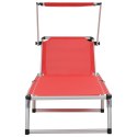 VidaXL Folding Sun Lounger with Roof Aluminum and Textilene Red