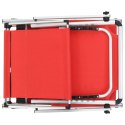 VidaXL Folding Sun Lounger with Roof Aluminum and Textilene Red