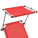 VidaXL Folding Sun Lounger with Roof Aluminum and Textilene Red