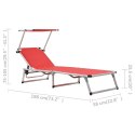 VidaXL Folding Sun Lounger with Roof Aluminum and Textilene Red