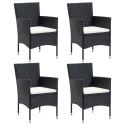 VidaXL Patio Dining Chairs 4 pcs Poly Rattan Black