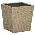 VidaXL Tea Table Beige 16.3"x16.3"x17.3" Poly Rattan and Tempered Glass