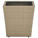 VidaXL Tea Table Beige 16.3"x16.3"x17.3" Poly Rattan and Tempered Glass