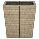 VidaXL Tea Table Beige 16.3"x16.3"x17.3" Poly Rattan and Tempered Glass