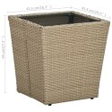 VidaXL Tea Table Beige 16.3"x16.3"x17.3" Poly Rattan and Tempered Glass