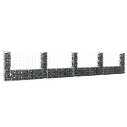 VidaXL U-shape Gabion Basket with 5 Posts Iron 196.9