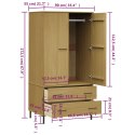 VidaXL Wardrobe with Metal Legs Brown 35.4"x21.7"x67.9" Solid Wood OSLO