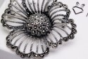 Rhodium plated silver brooch RDM2856 - Marcasite